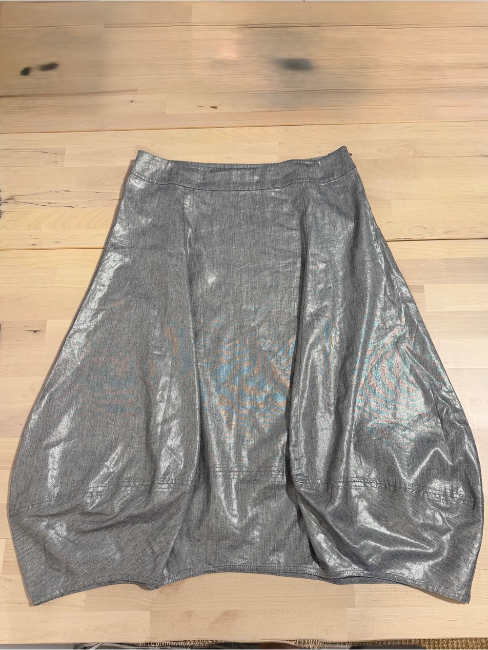 Eileen Fisher Silver Metallic Maxi Skirt